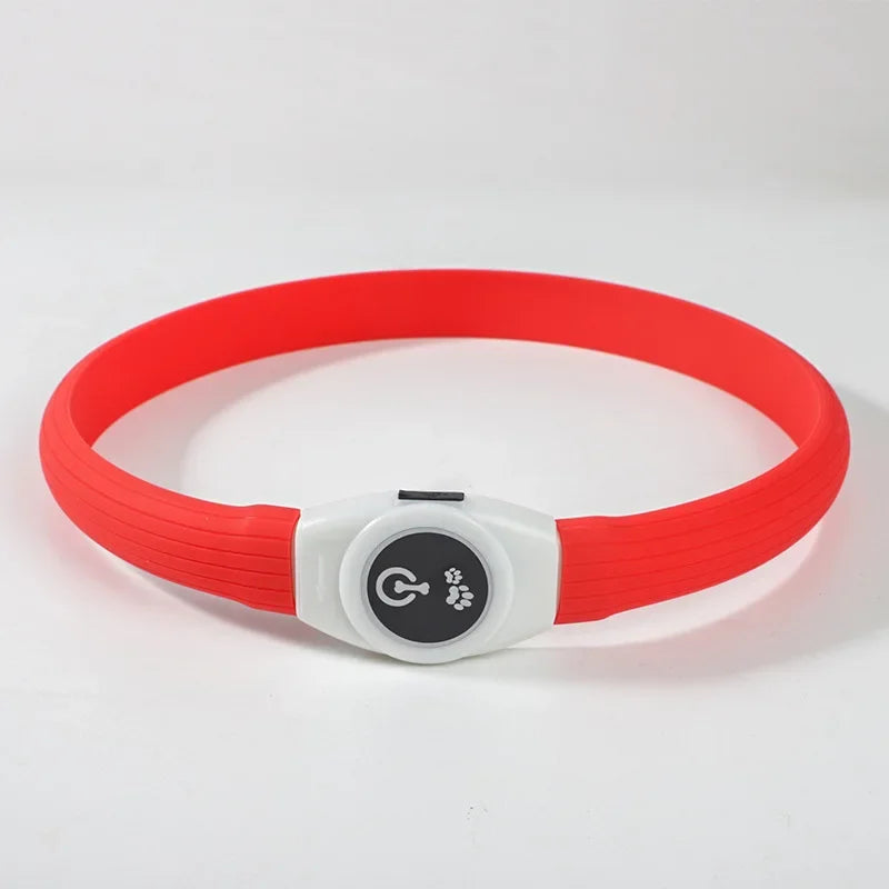 GlowGuard LED-halsband för hund i rött