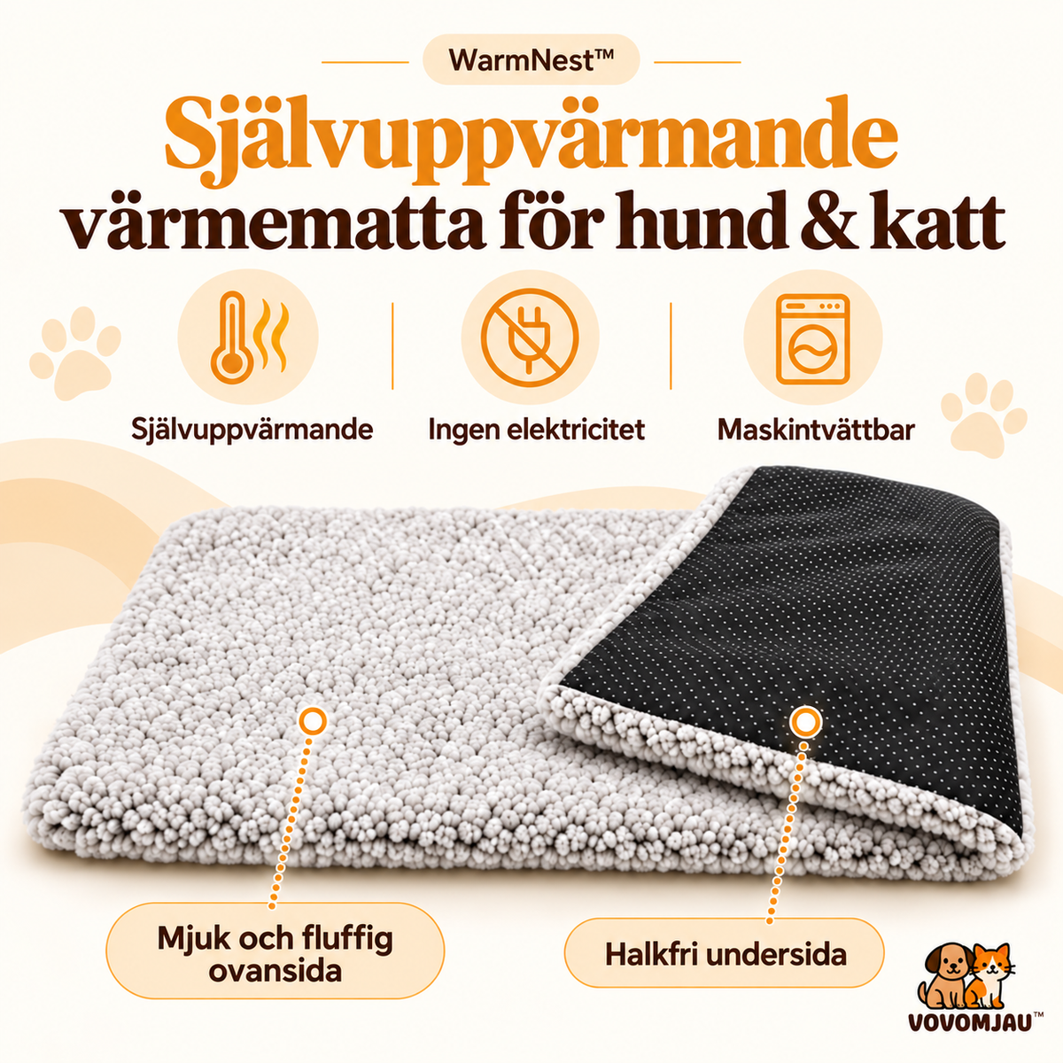 WarmNest™ Självvärmande Matta för Katt & Hund